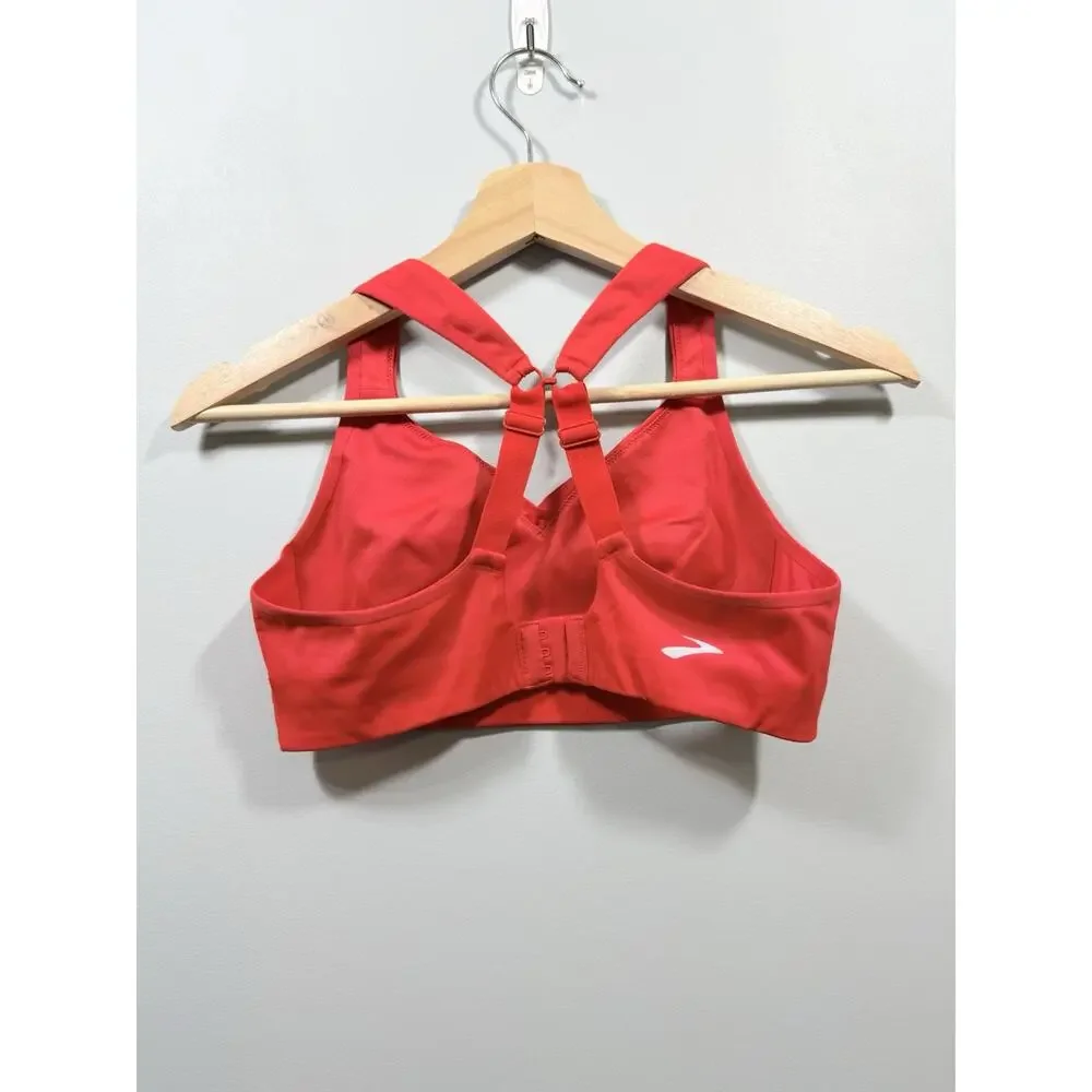 Brooks Juno High-Support Red Wireless Sports Bra 34C Crossback Adjustable Straps